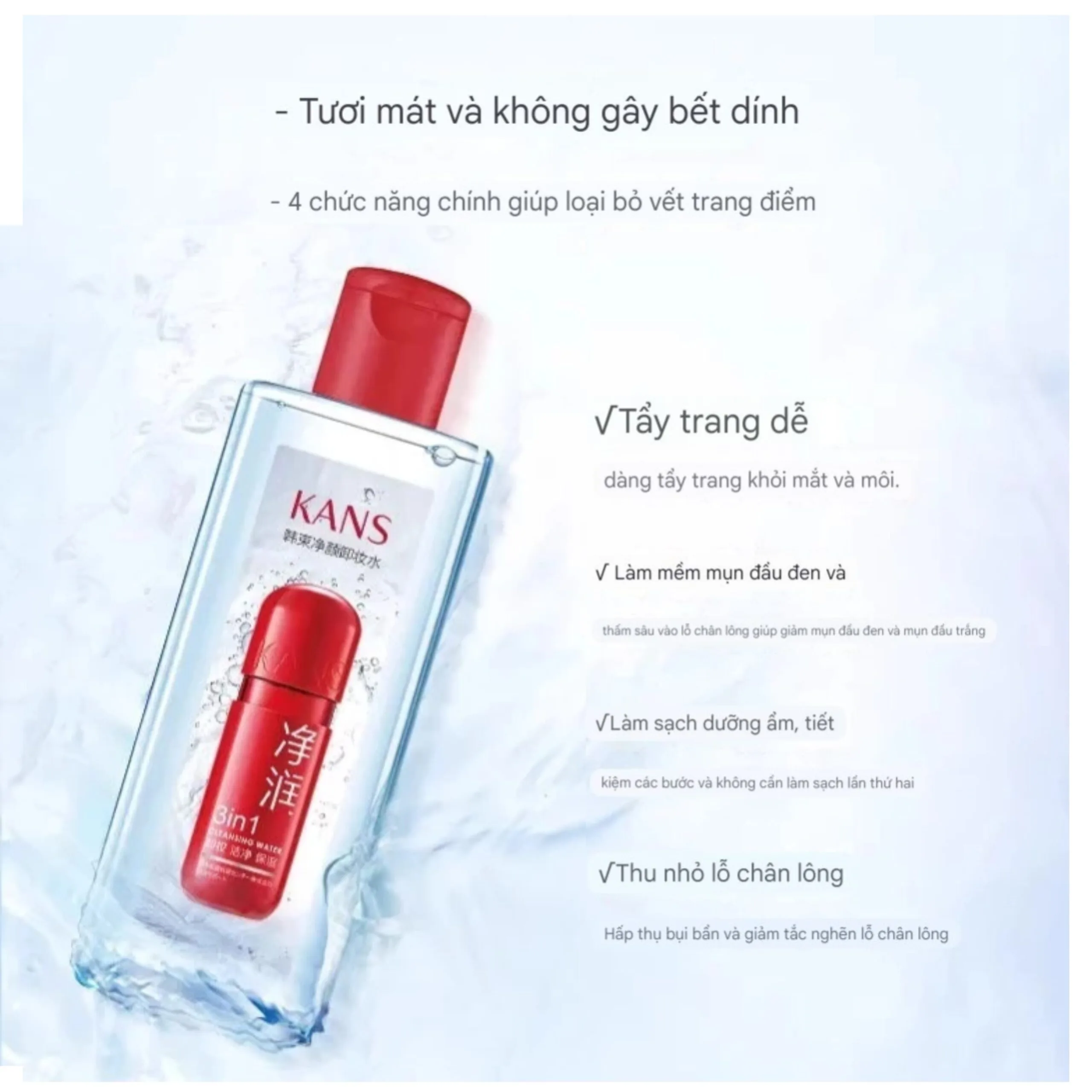 Nước Tẩy Trang 3IN1 KANS 400ml - Ảnh 3
