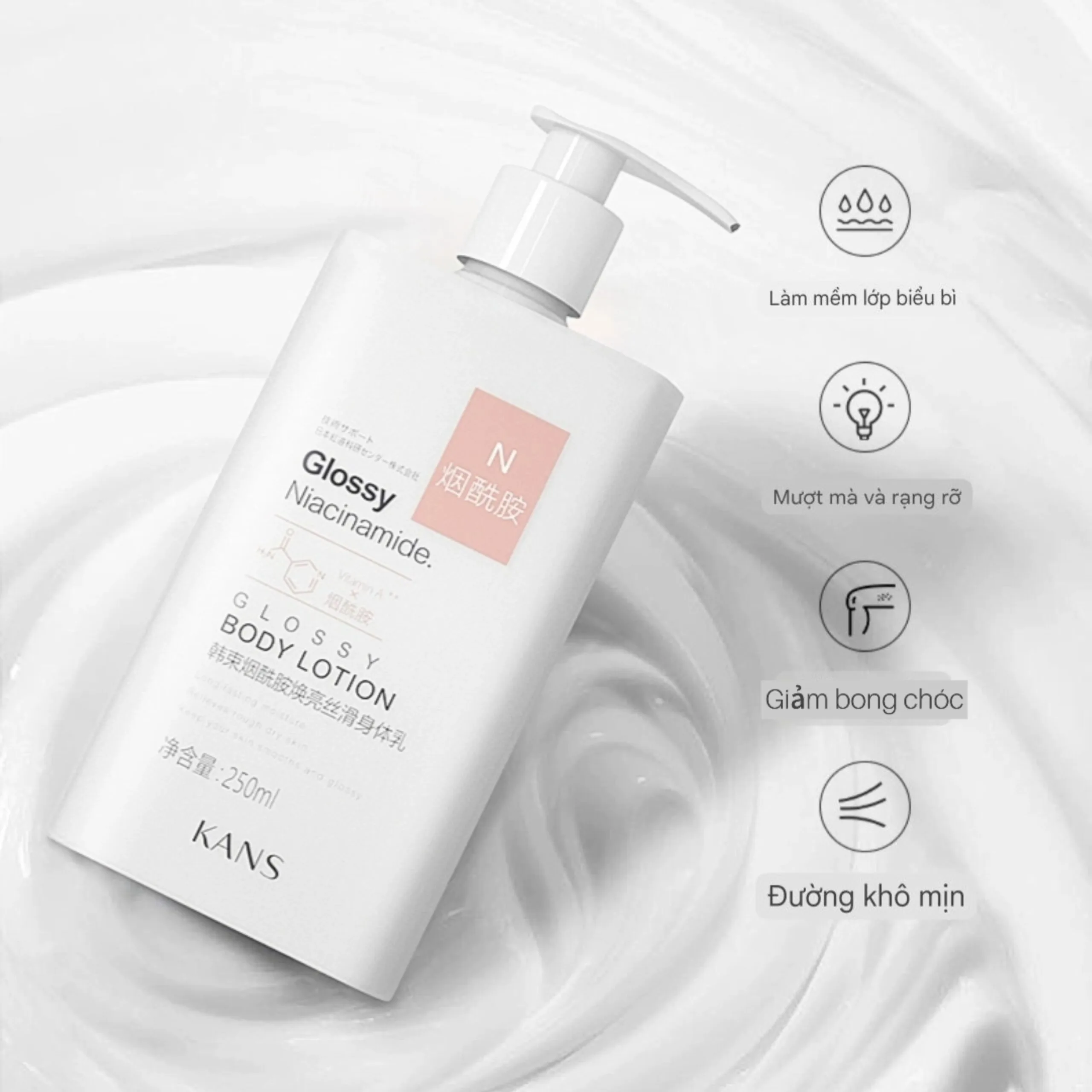 Body Lotion Dưỡng Ẩm Trắng Da Kans - Ảnh 4