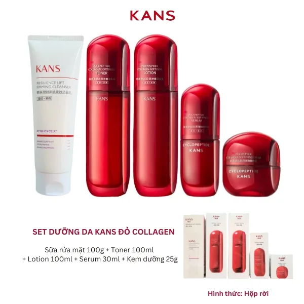 Set dưỡng ẩm phục hồi mờ nhăn KANS đỏ hộp rời