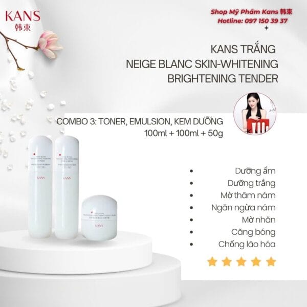 Bộ Ba Dưỡng Ẩm Trắng Da - KANS Trắng - Hình ảnh 3