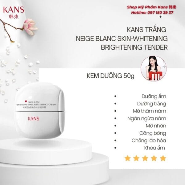 Kem Dưỡng Ẩm Trắng Da Kans Trắng - Hình ảnh 9