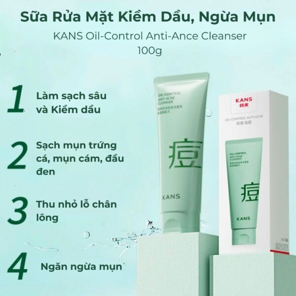 Sữa Rửa Mặt Kiềm Dầu Trị Mụn KANS Xanh - Hình ảnh 3